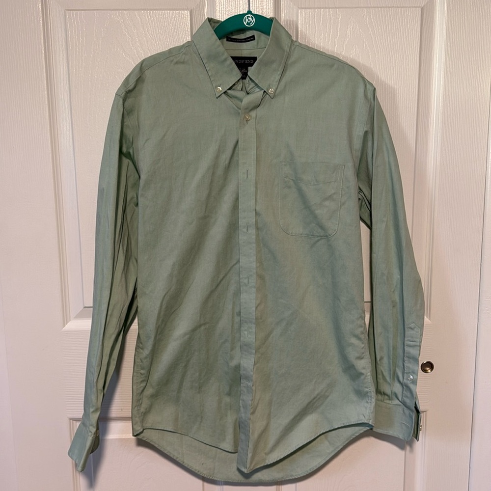 Land’s End Dress Shirt Tailored Fit 15x34 No Iron Pinpoint Oxford Medium